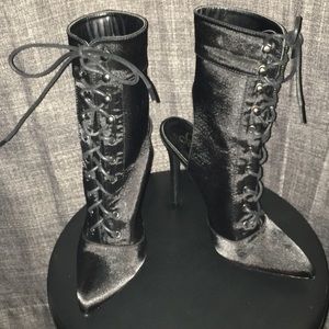 NWOT gorgeous satin open heel stilettos.